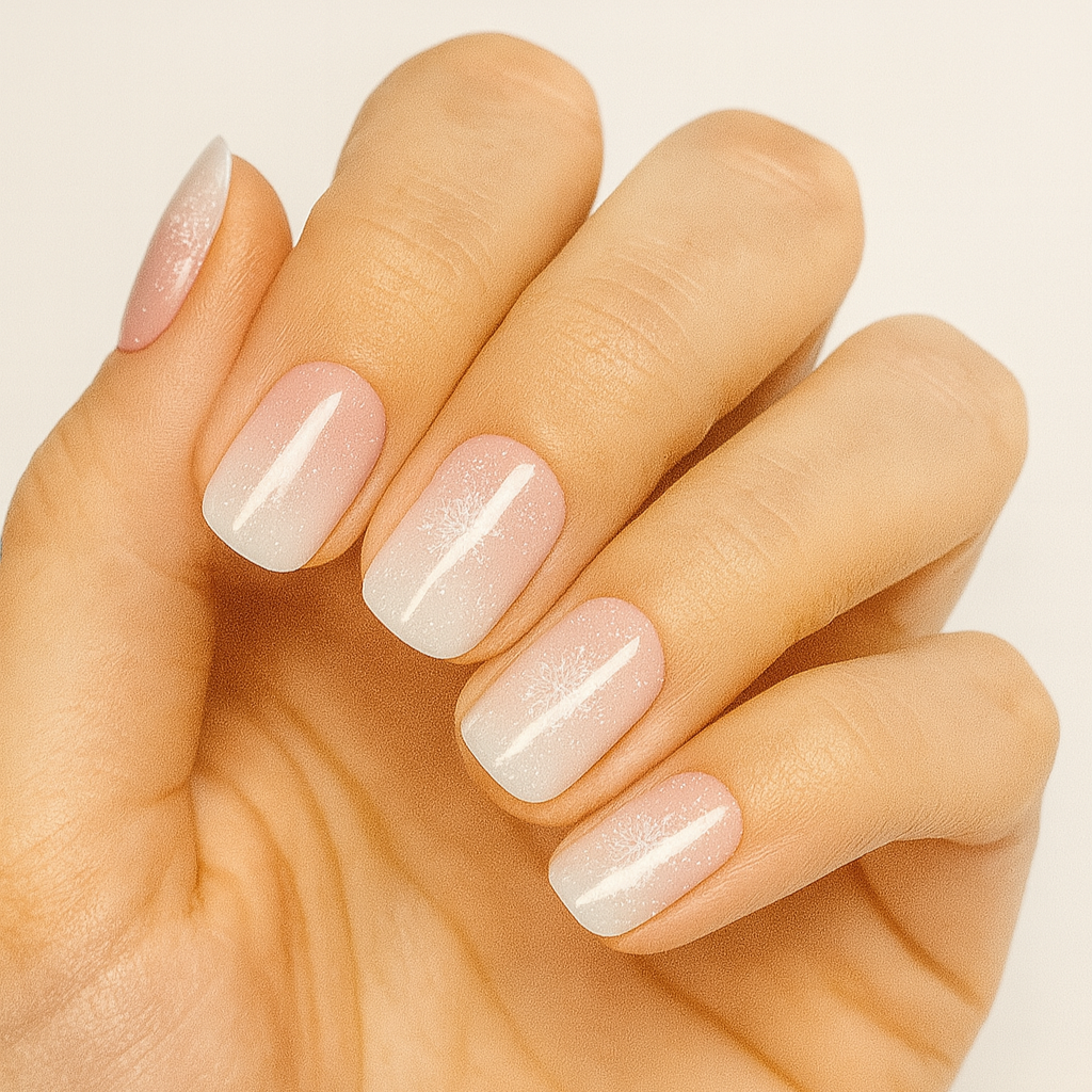 Frosted Blush - DIY Semi cured gel nail wrapsI