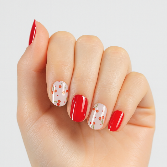 Cherry Crush - DIY Semi cured gel nail wraps