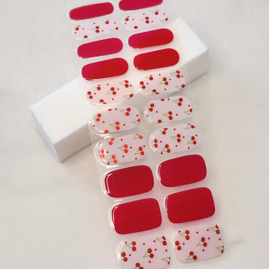 Cherry Crush - DIY Semi cured gel nail wraps